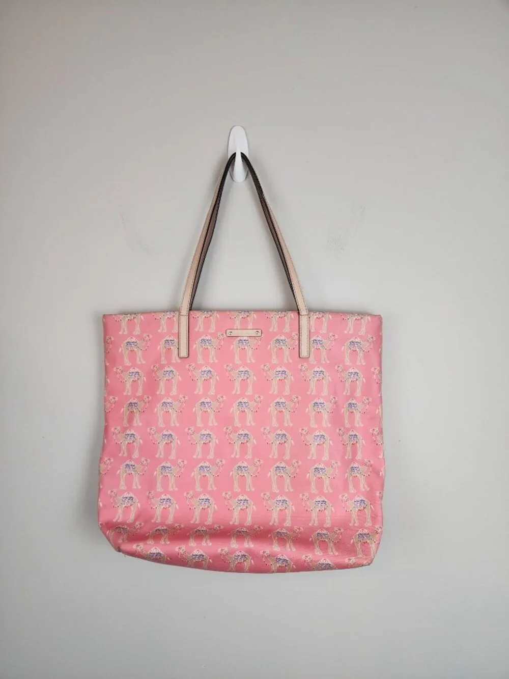 ! As Is ! Kate Spade Spice Things Up Camel Print Shopper Tote Bag DIY Repair